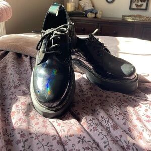 Rare Dr. Martens Quad Black Rainbow Platform Shoes